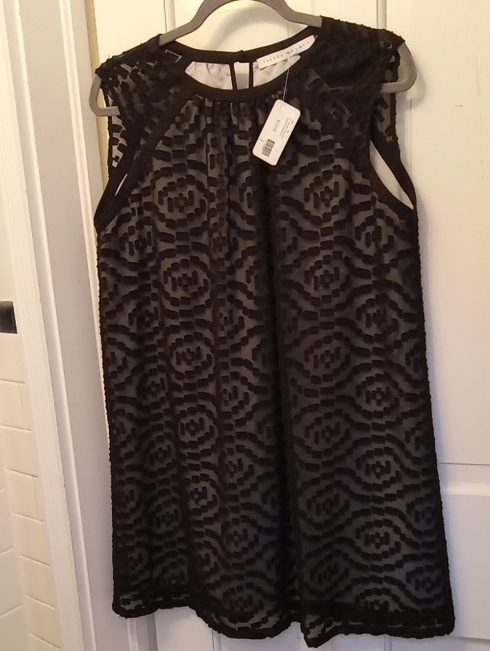NWT Susana Monaco Black Geometric Circle Lace Shift Dress Sz 4